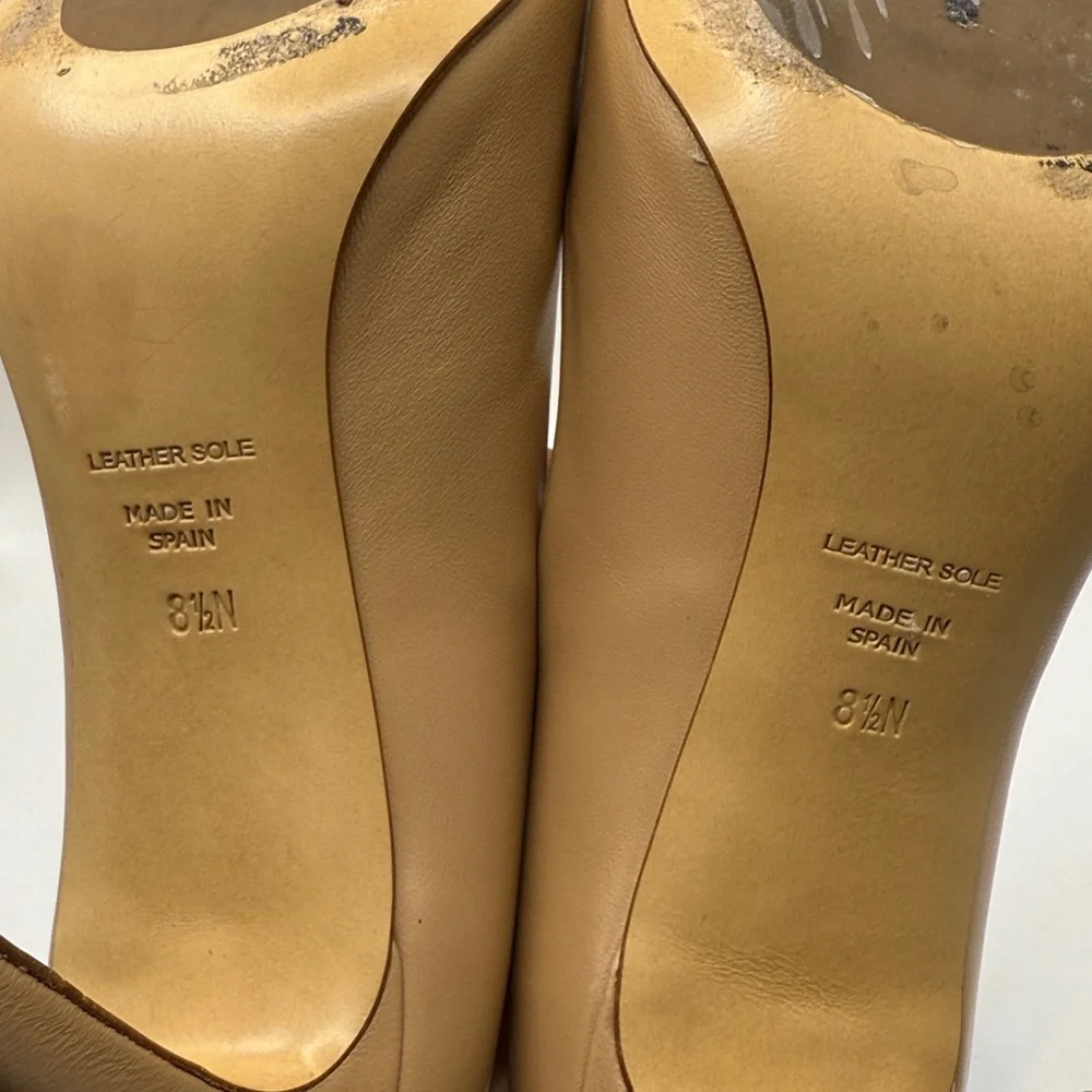 Classic Pointed-Toe Nude Leather Pumps - Women